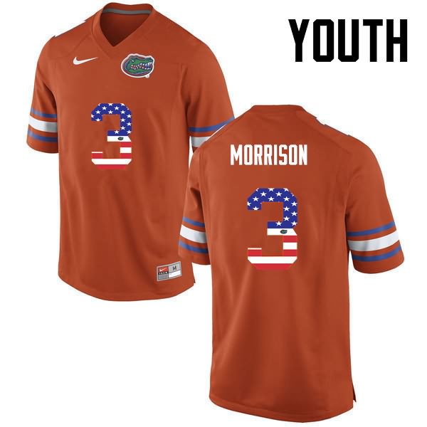 Youth NCAA Florida Gators Antonio Morrison #3 Stitched Authentic USA Flag Fashion Nike Orange College Football Jersey SUH1565SW